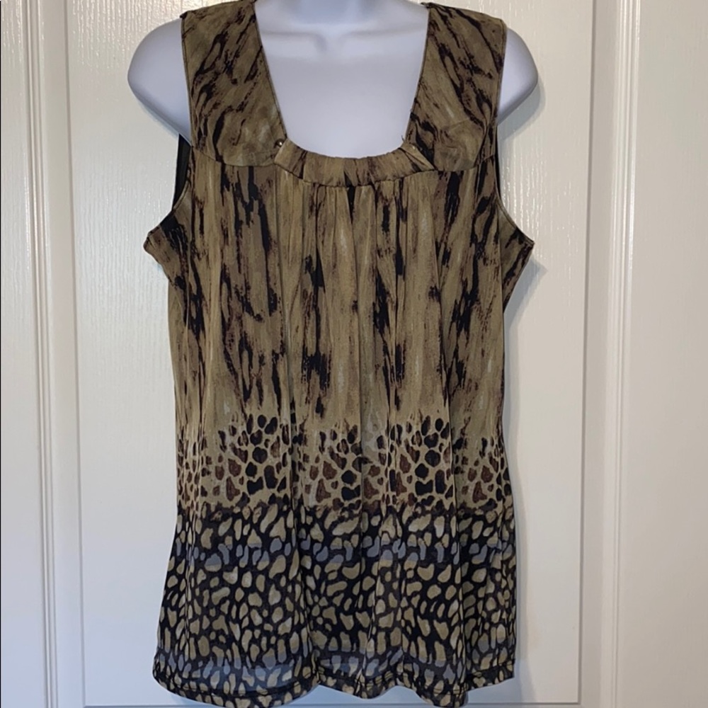 R. Q.  T.  Sleeveless Animal Print Top